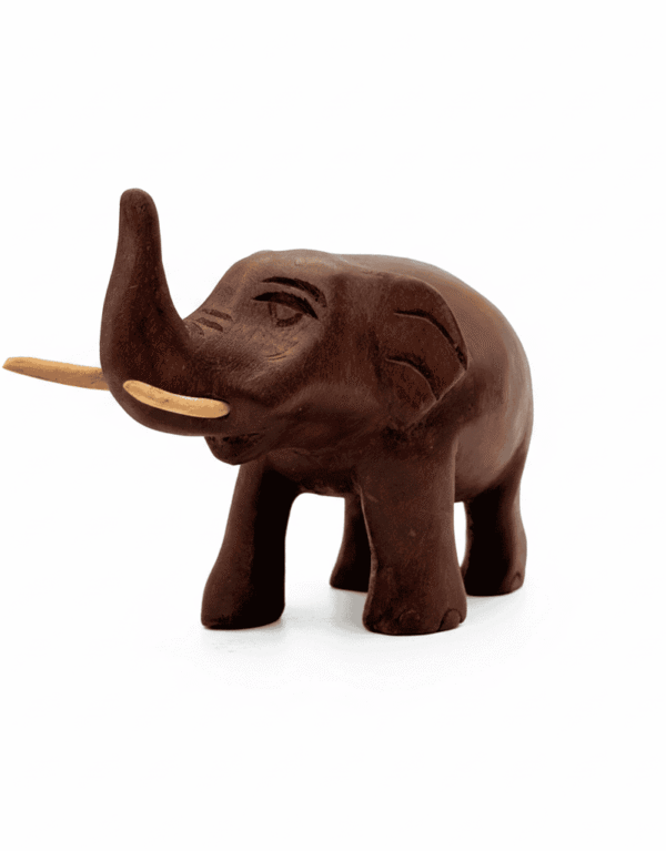Hand-Carved Black Wooden 'Mini Elephant' Ornament – Symbol of Strength & Good Fortune