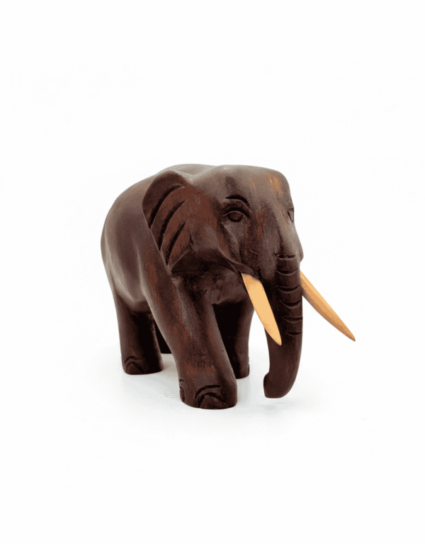 Hand-Carved Black Wooden 'Small Elephant' Ornament – Symbol of Strength & Good Fortune