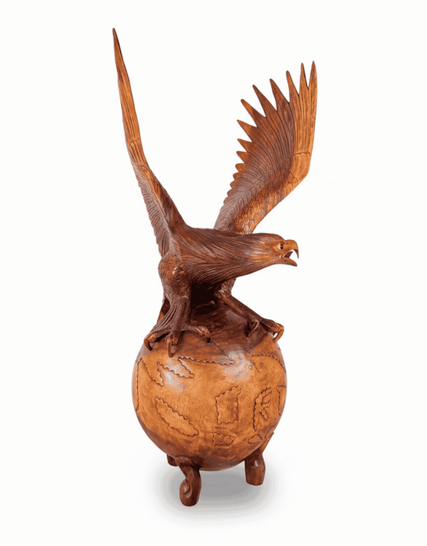 Hand-Carved Suar Wood Eagle Sculpture - Luxury Statement Home Decor - Sky Sovereign  -100cm Suar Wood Eagle Masterpiece